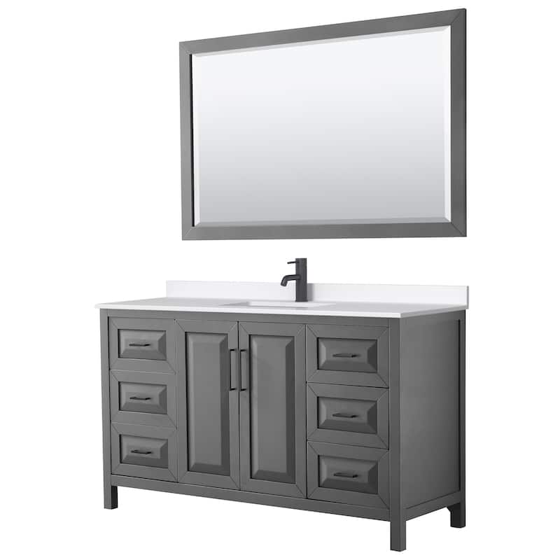 Wyndham Collection WCV252560S-QTZ-UNSM58 Daria 60" Free Standing - Dark Gray / White Quartz Top / Matte Black