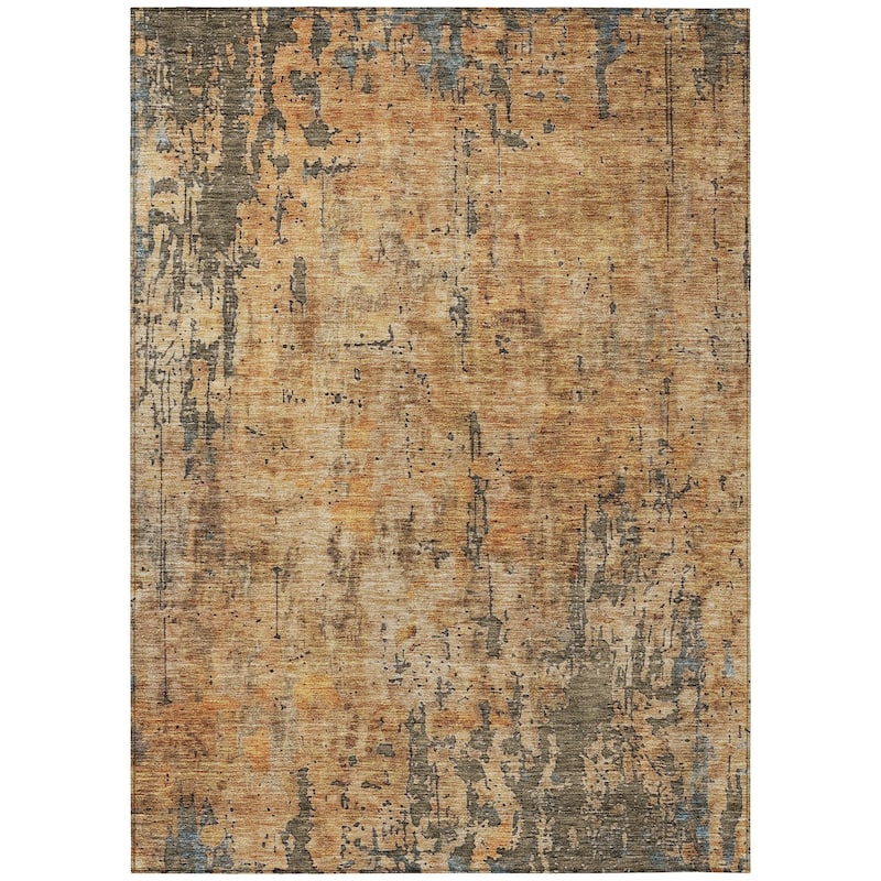 Machine Washable Indoor/ Outdoor Abstract Contemporary Chantille Rug