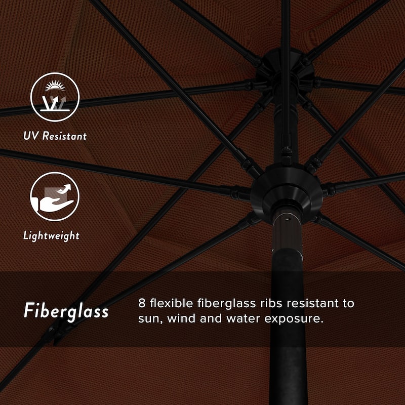 California Umbrella 11' Rd. Alum/Fiberglass Rib Market Umb,Crank Lift/Collar Tilt, Dbl Wind Vent, Black Finish, Olefin Fabric