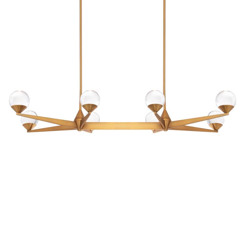 Double Bubble 44in LED 8 Light Linear Chandelier 3000K - Aged Brass