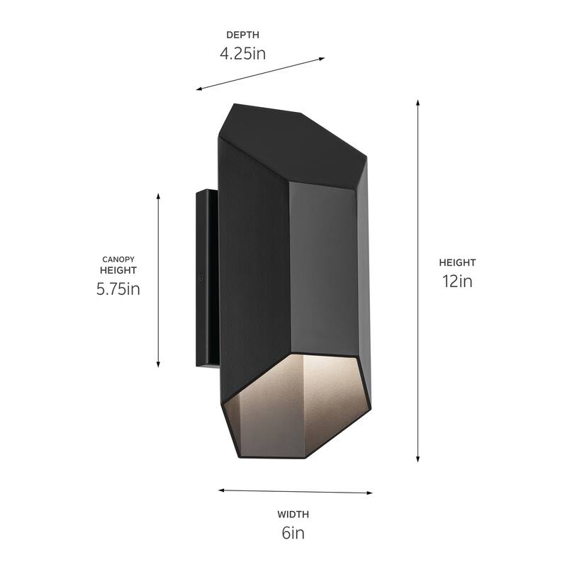 Kichler Lighting Estella 1-Light Integrated LED Black Outdoor Wall Sconce - 12