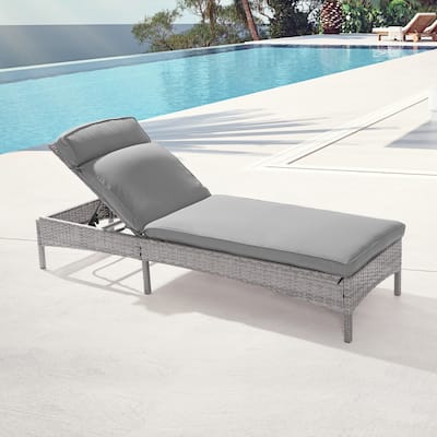 BONOSUKI Lounge Chaise Patio Rattan Chair Adjustable Inclination Angle