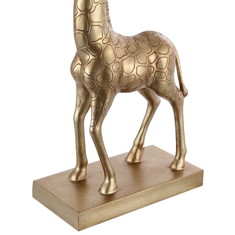 Aaliyah 24in Antique Gold Giraffe Table Lamp with White Linen Shade - 24"H