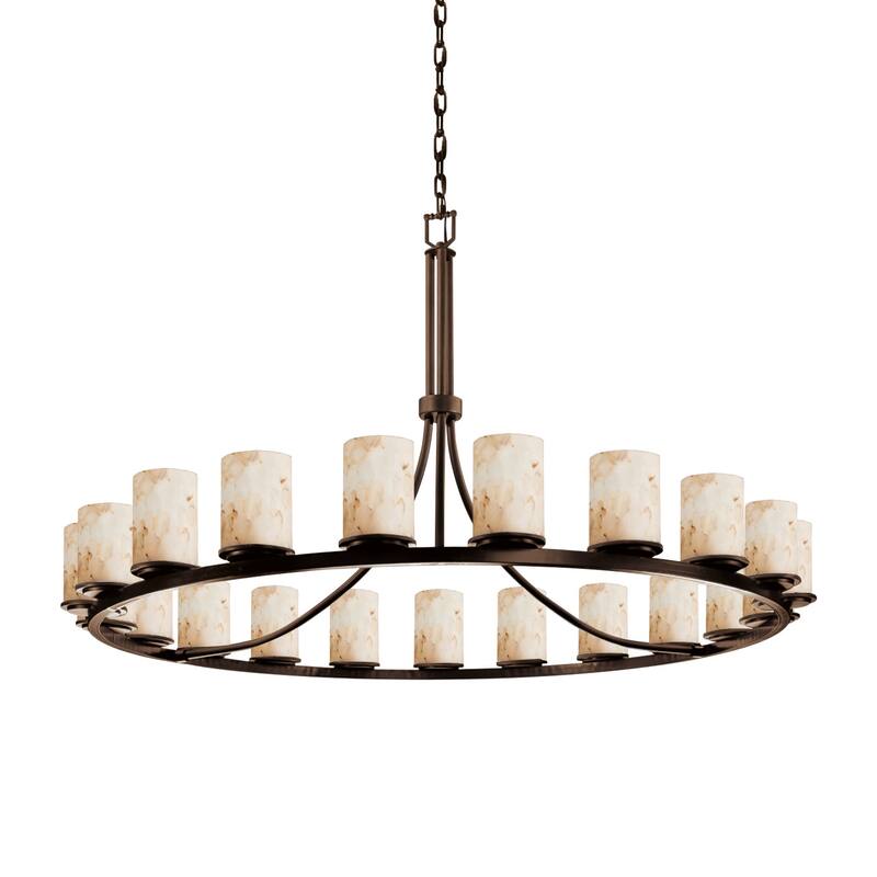 Justice Design Alabaster Rocks! - Dakota 21-Light 1-Tier Ring Chandelier - Dark Bronze - Dark Bronze