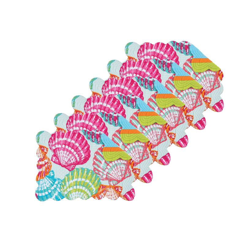 Merritt Island Coastal Sea Life Cotton Quilted Rectangular Reversible Placemat Set of 6 - Set of 6