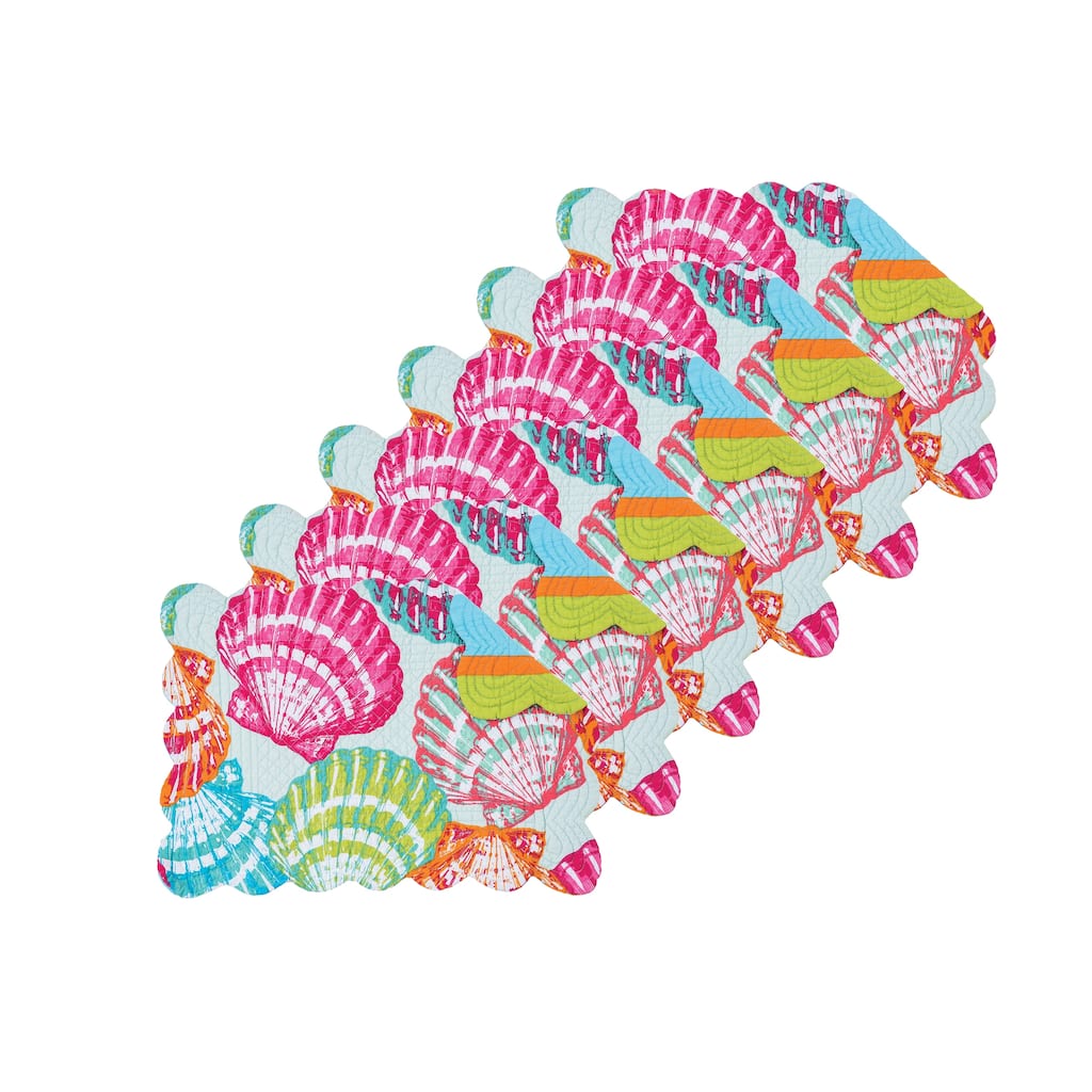 Merritt Island Coastal Sea Life Cotton Quilted Rectangular Reversible Placemat Set of 6 - Set of 6