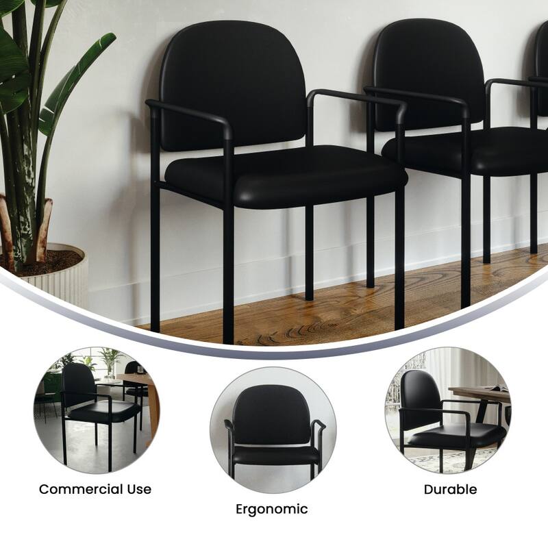 Comfort Stackable Steel Side Reception Chair with Arms