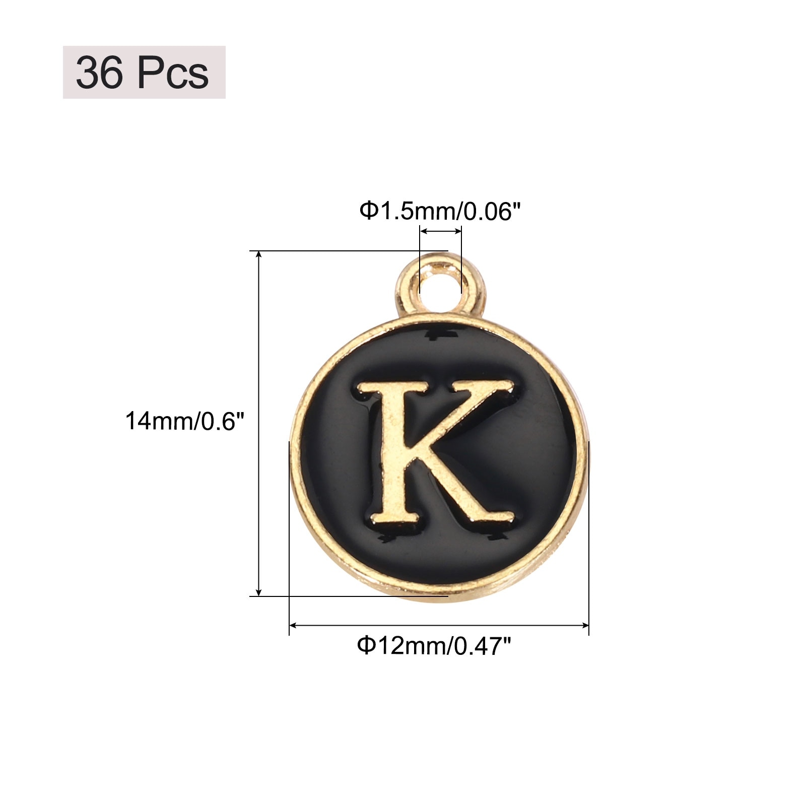 Pendants Letter Charm Initial Charm Enamel Alphabet for DIY Necklace Bracelet Earrings Jewelry Making - Gold & Black