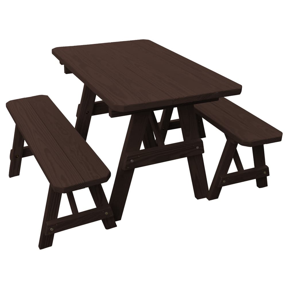Pine 4' Traditional Picnic Table with 2 Benches