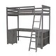preview thumbnail 12 of 12, Twin Size Loft Bed with U-shaped Desk, Drawers and Storage Shelves