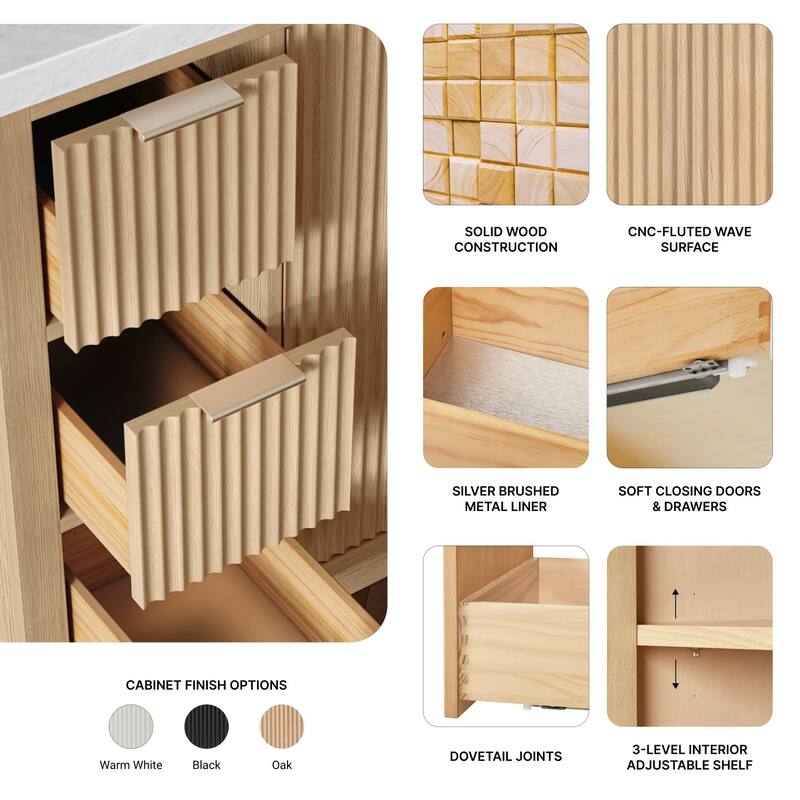 Ariel P36-R-BC Milan 36" Single Free Standing Vanity Cabinet Only