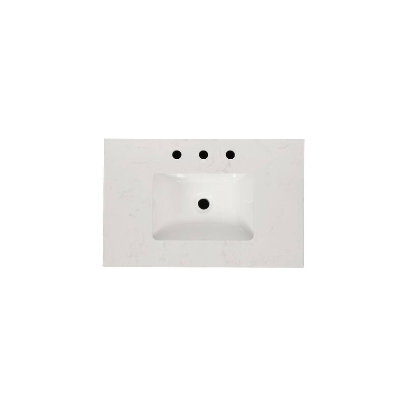 ABRUZZO 30" Freestanding Bathroom Vanity with Carrara Marble Top Solid Wood Frame Soft-Close Doors Undermount Ceramic Sink