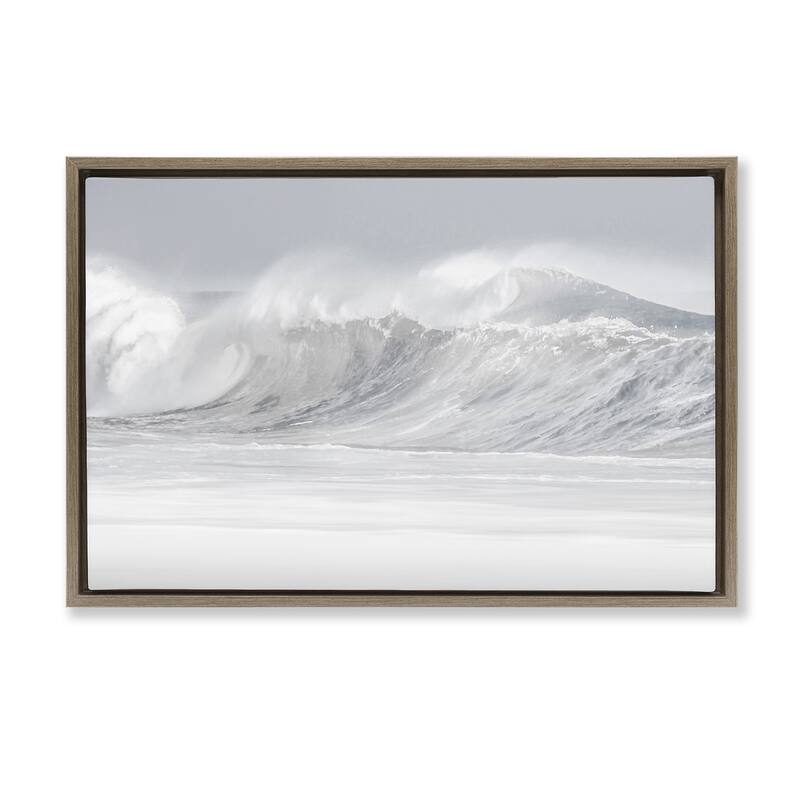 Stupell Cresting Beach Wave Framed Floater Canvas Wall Art Design By Maggie Olsen - 31 x 21 - Brown