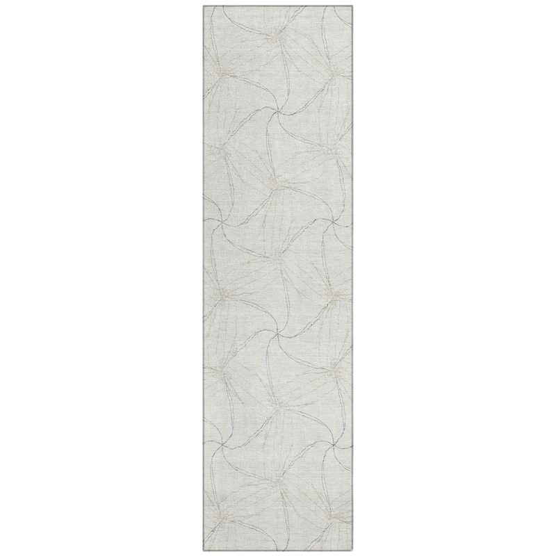 Machine Washable Indoor/ Outdoor Abstract Contemporary Chantille Rug
