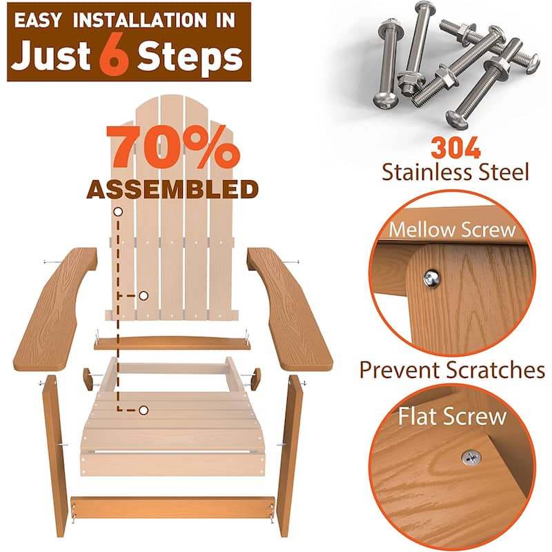 WINSOON All Weather HIPS Outdoor Folding Adirondack Chairs Outdoor Chairs Set of 4