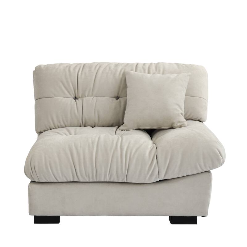 105'' Modern Section Sofa with Arms Velvet Fabric Sofa For Living Room