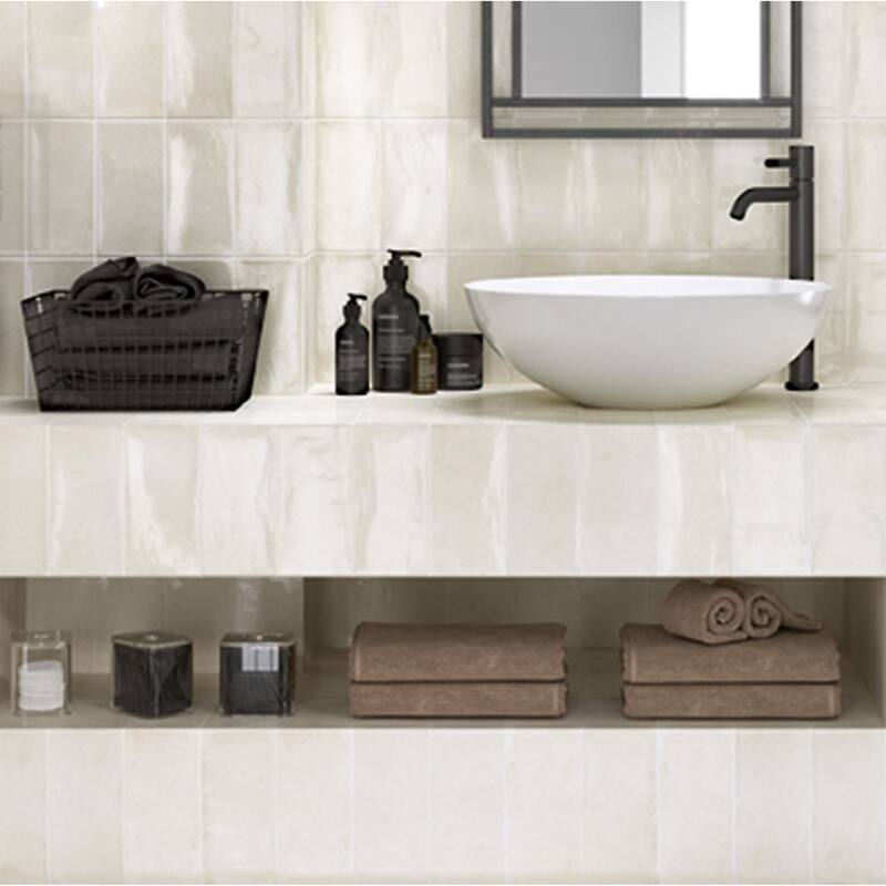 Merola Tile Camden Antique Bianco 4" x 8" Ceramic Wall Tile