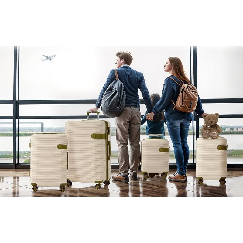 4 Piece Luggage Set, ABS Hard Shell Lightweight Expandable Travel Luggage with 4 Packing Cubes, TSA Lock and Spinner Wheels