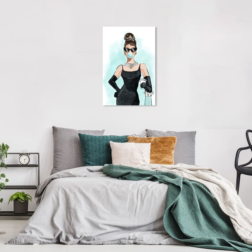 Wynwood Studio Fashion and Glam Shopping Icon Blue and Tiffany Blue Glam Wall Art Canvas Print