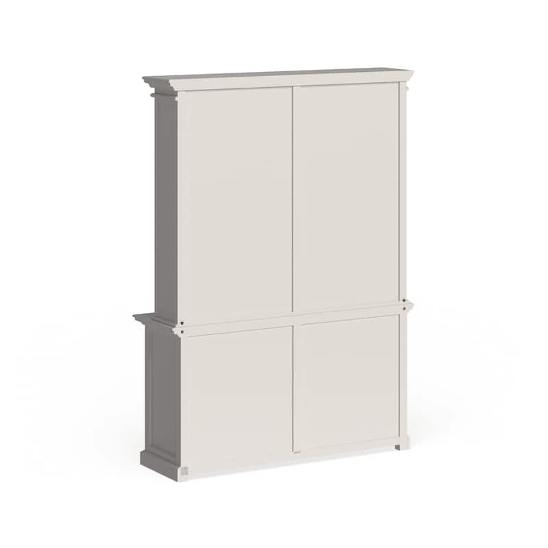 NovaSolo Halifax Coastal White Hutch Bookcase Cabinet | Solid Mahogany Frame | 62.99 x 19.69 x 86.61
