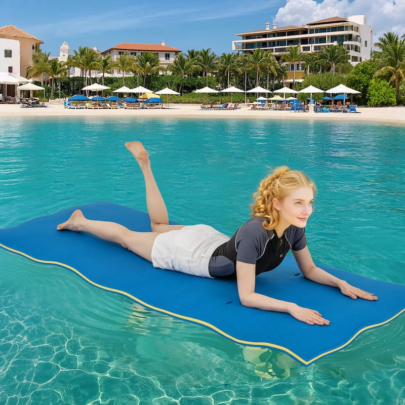 Costway 3-Layer Tear-proof Water Mat Floating Pad Island Water Sports