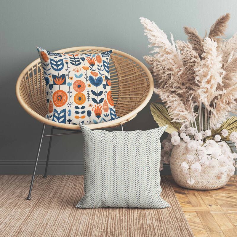Baltic Blossoms Faux Suede Reversible Throw Pillow Beige and Orange