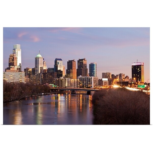 "Night time panoramic view at Philadelphia downtown" Poster Print
