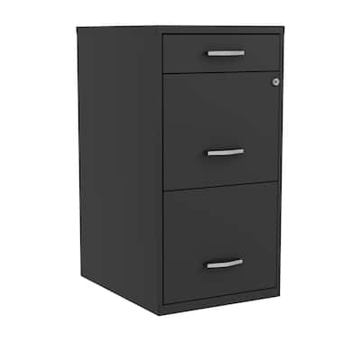 Space Solutions 18" Deep 3 Drawer Metal File Cabinet, Black