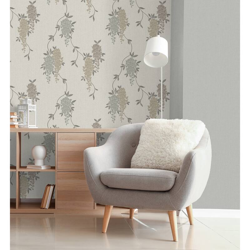 Fine Decor Aisla Neutral Wisteria Wallpaper