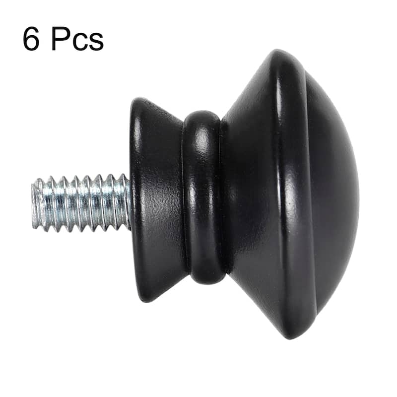 Curtain Rod Finials Plastic End,Total Size 35mm x 31mm Black 6pcs