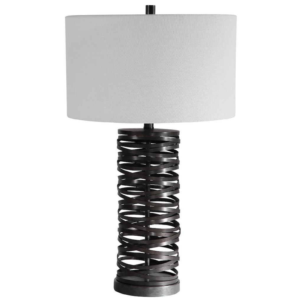 Metal Strips Table Lamp with Hardback Shade - 29" - Black and White