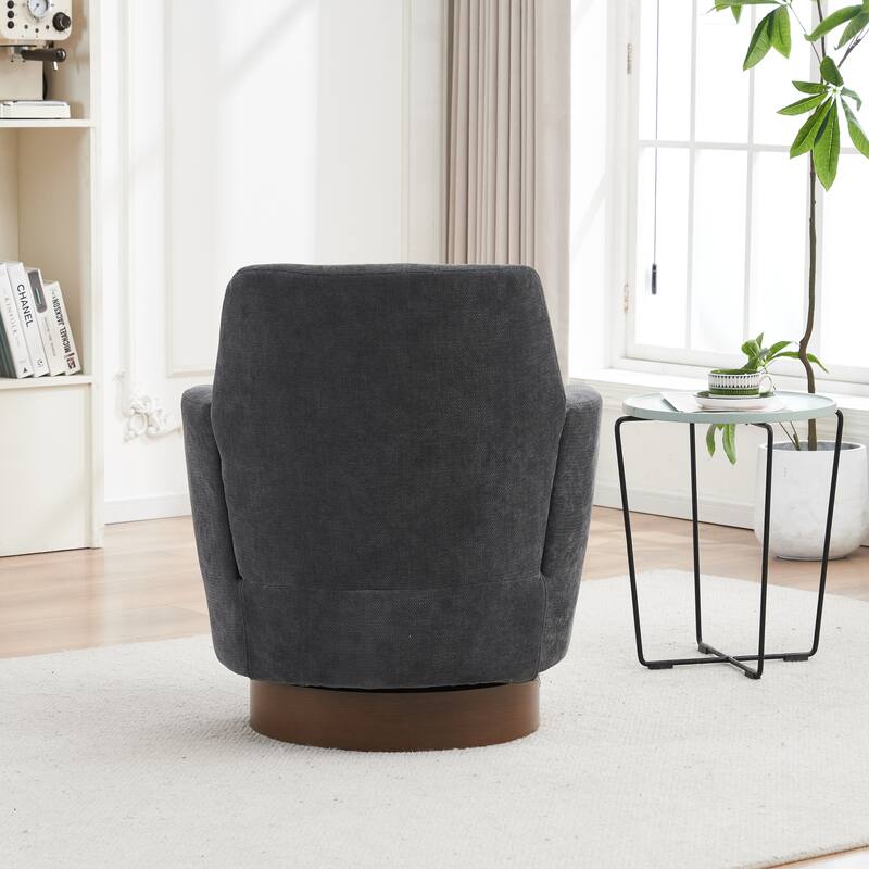 Swivel Barrel Chair, Accent Chairs Armchair for Living Room, Comfy Reading Chairs Round Barrel Chairs with Stainless Steel Base