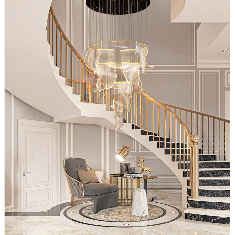 Luxury Acrylic Chandelier 31.5" Wide 16 lights LED Multi Light