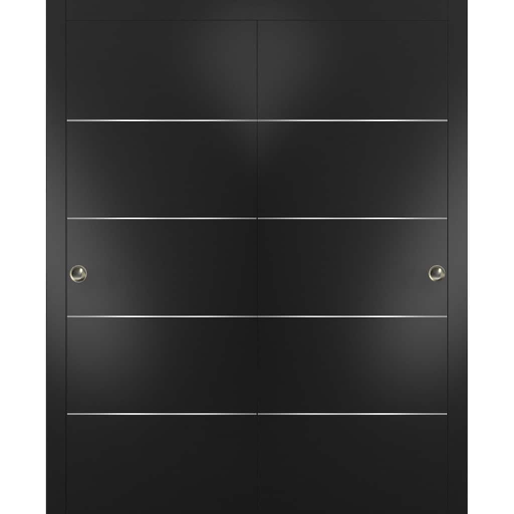 SartoDoors Planum 0020 | Bedroom Door Interior Door | Solid Wood | Hardware Set | 36x80, Matte Black Bathroom Door Pantry Door
