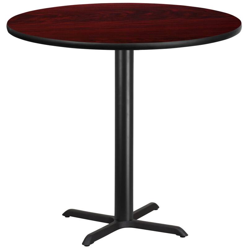 42'' Round Laminate Table Top with 33'' x 33'' Bar Height Table Base - 42"W x 42"D x 43.125"H - 42"W x 42"D x 43.125"H