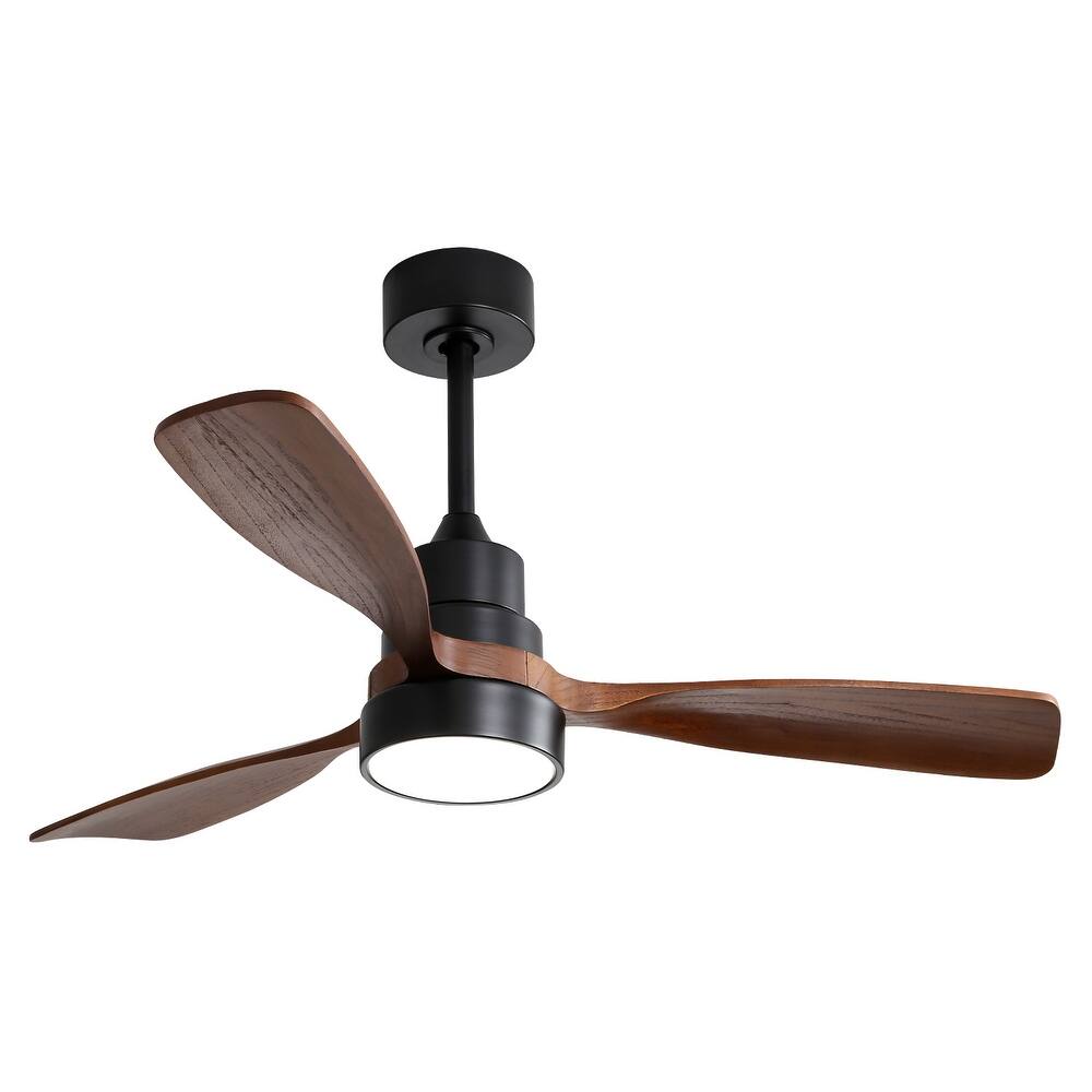 48 Inch Low Profile Ceiling Fan DC 3 Solid Wood Fan Blade Noiseless Reversible Motor Remote Control With Light