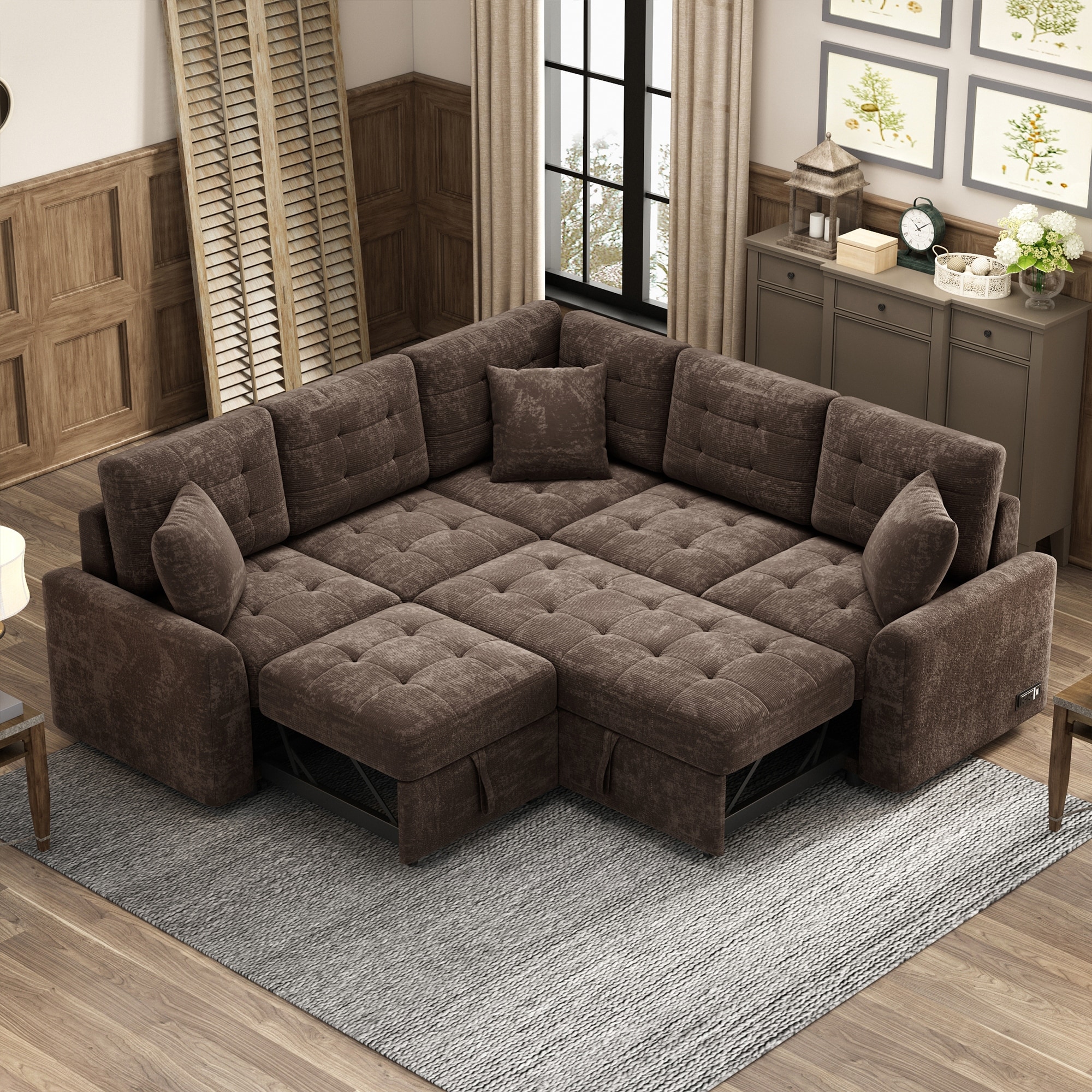 Brown sleeper shop sofa sectional