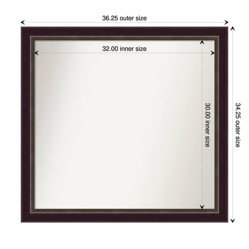 Signore Bronze Framed Non-Beveled Custom Wall Mirror, Bathroom Vanity Mirror - Outer Size: 36.25 x 34.25