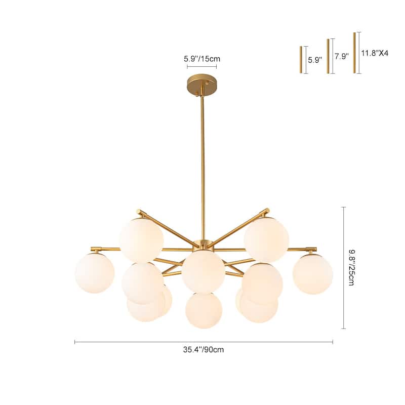 Mid-Century Tiered Milky Glass Globe Sputnik Bubble Ceiling Light