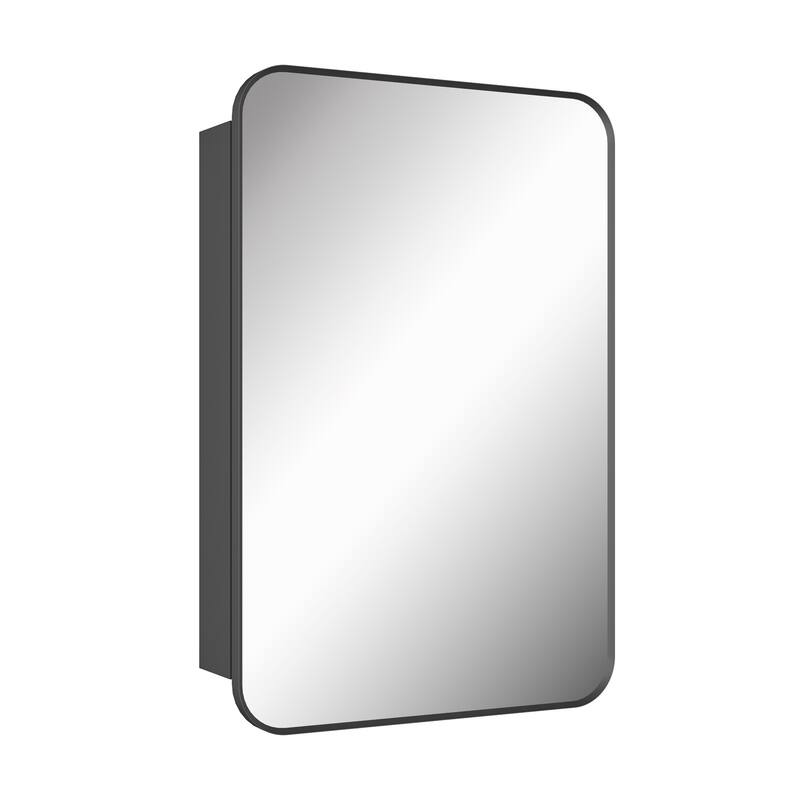 Topcraft Black Wall Mounted Aluminum Framed Medicine Cabinet