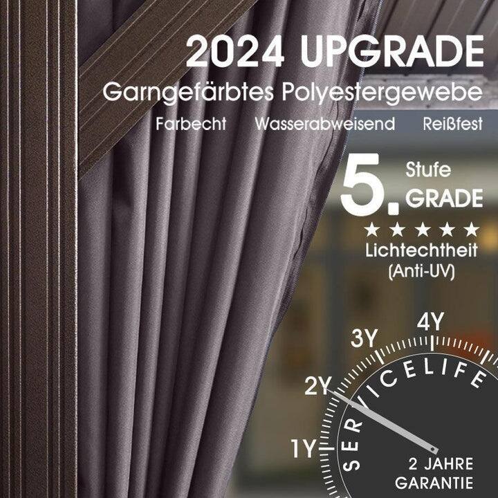 PURPLE LEAF Outdoor Galvanized Steel Hardtop Gazebo, Aluminum Frame Gazebo With Curtains