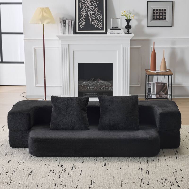 Chenille Transformable Sofa - Supportive Foam Fold-Out Bed