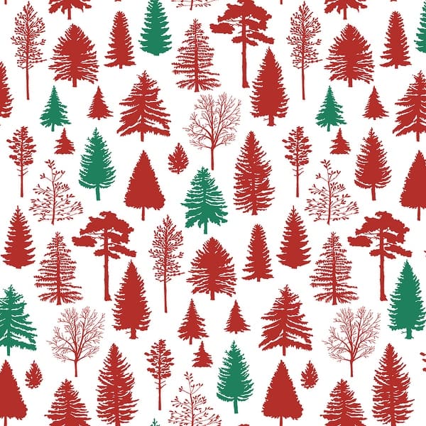 slide 2 of 14, NextWall Winter Forest Christmas Peel and Stick Wallpaper 20.5 in. W x 18 ft. L - Red & Evergreen