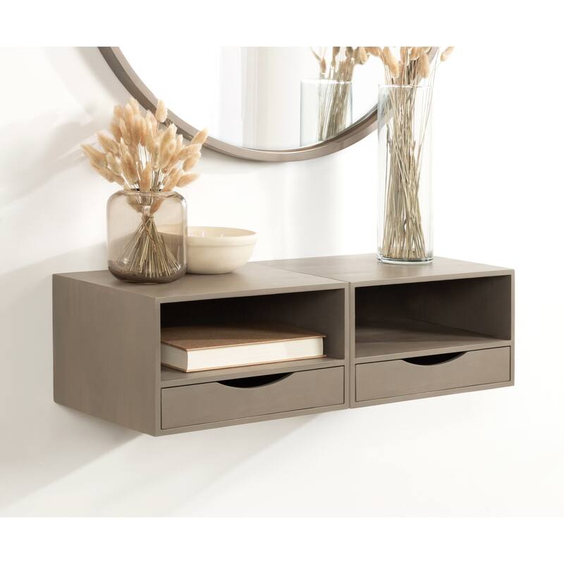 Kate and Laurel Hutton Floating Wall Shelf with Drawer - 12.5x10x7