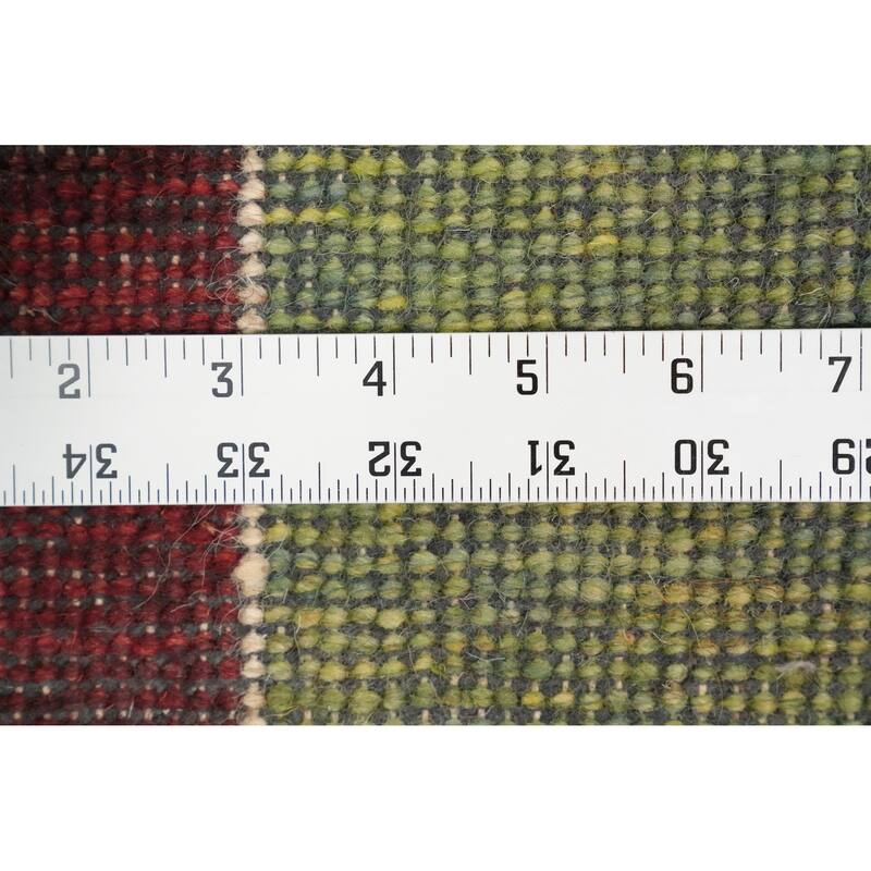 Hand Knotted Oriental 100% Wool Carpet Modern Checkered Multi-Colored Gabbeh Runner Rug - 4' 8'' X 2' 4''