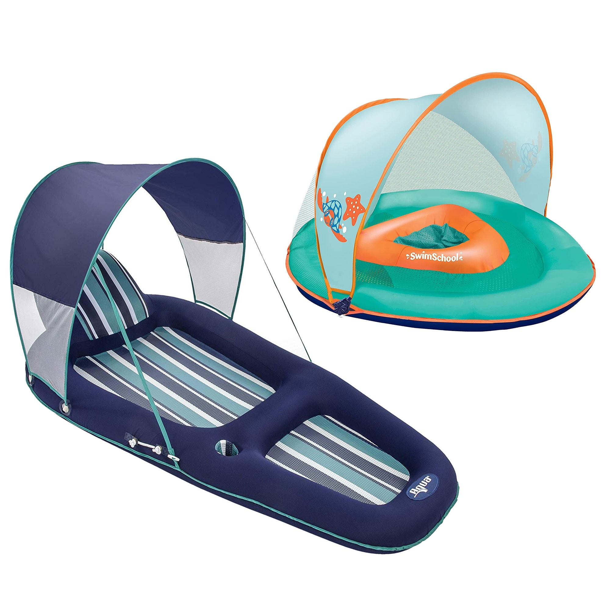 Aqua Leisure Inflatable Lounger w/ Canopy SwimSchool Baby