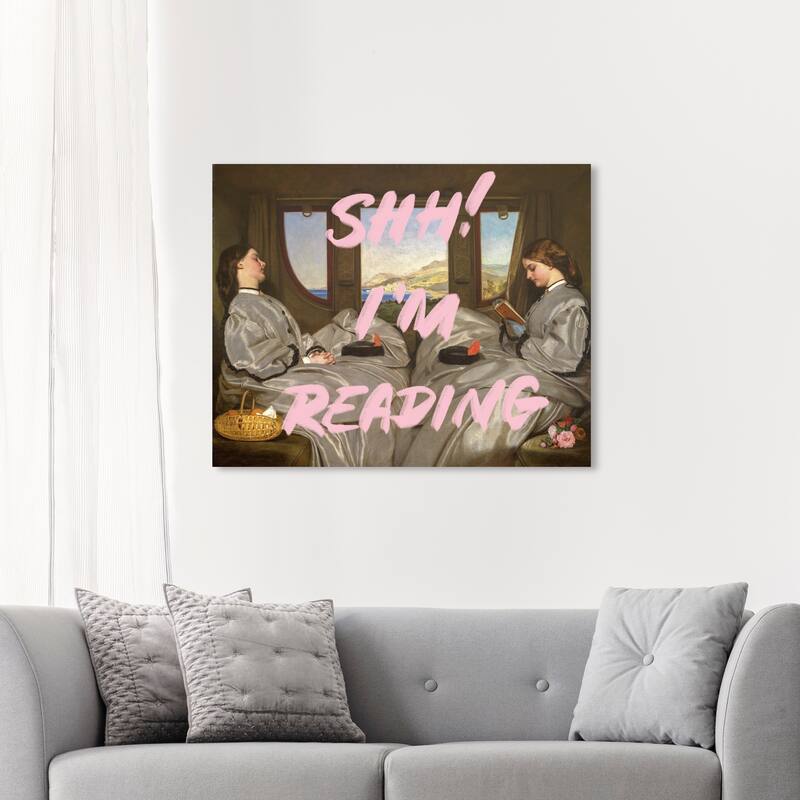 Wynwood Studio Canvas Entertainment and Hobbies Im Reading Pink and Pastel Pink Traditional Wall Art Canvas Print - 36 x 45