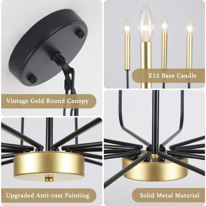 12-Light W32.08" x H70.07" Rustic Candle Chandelier for Dining Room Bedroom