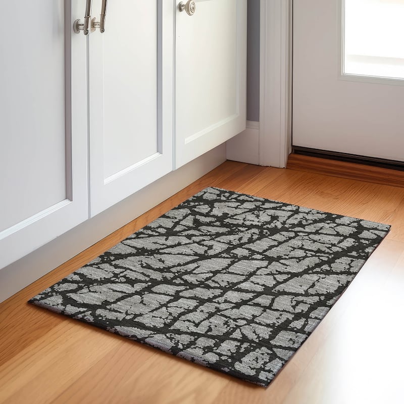 Premium Washable Super Soft Modern Crackle Mayfield Rug - Gray - 1' 8" x 2' 6" - Rectangle