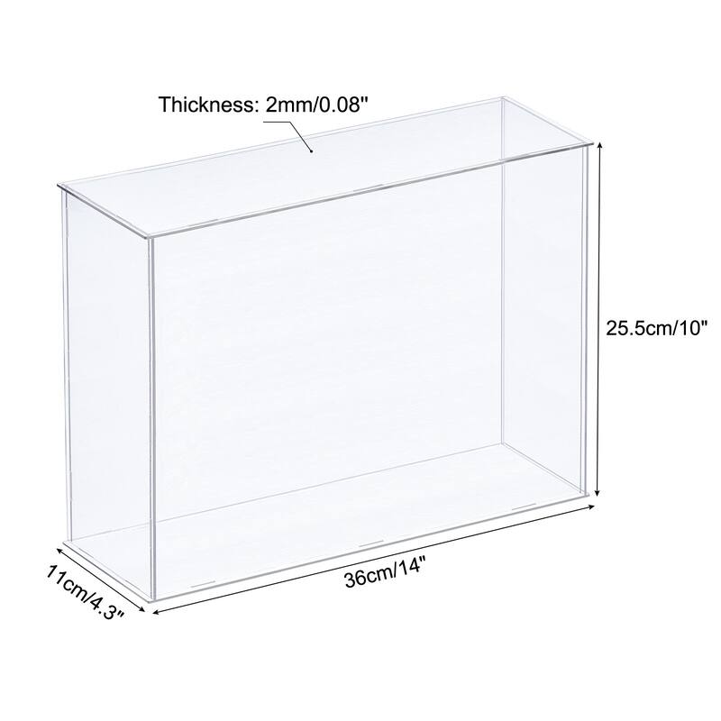 Acrylic Display Case Plastic Box Cube Storage Box Dustproof Showcase - 14x4.3x10 Inch